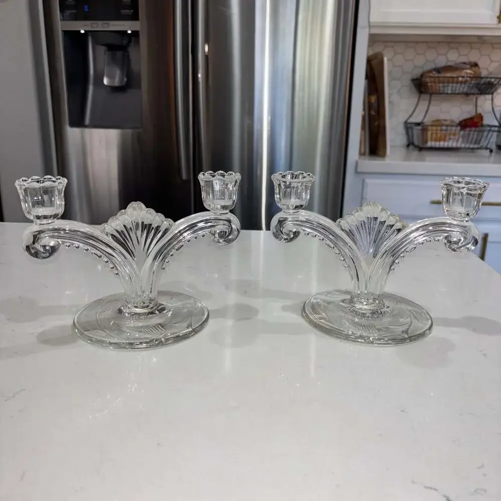 Vintage Tiffin-Franciscan June Night Double Light Candlestick Holders